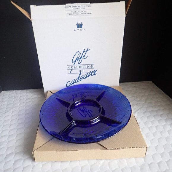 AVON Royal Sapphire 5-Part Relish Dish with Box - Picture 1 of 3